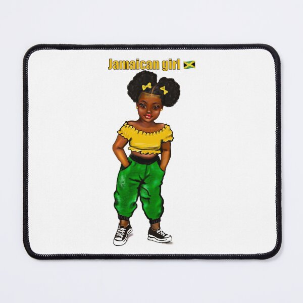 Item preview, Jamaican girl 3 with colours of Jamaican flag in black green and gold inside a heart shape designed and sold by Artonmytee.