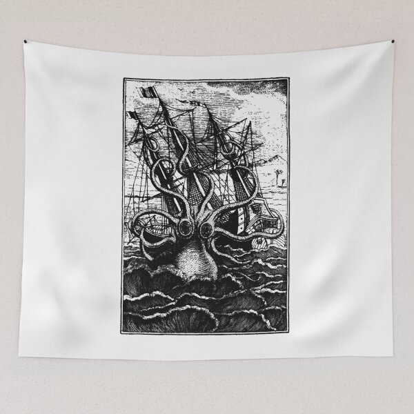 Item preview, Vintage Kraken Attacking Ship Illustration designed and sold by LornisMorios1.
