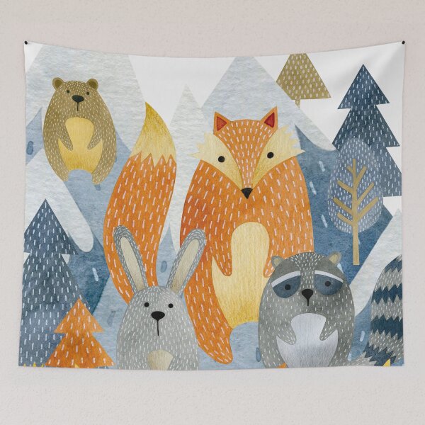 Item preview, Forest animals in the mountain (vertical perspective) designed and sold by Lolly's Lane Shoppe.