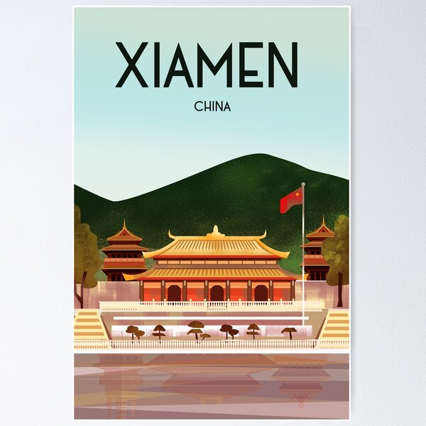 Aperçu de l'œuvre Affiche de voyage du temple de Xiamen en Chine créée et vendue par Arctic frame studio.