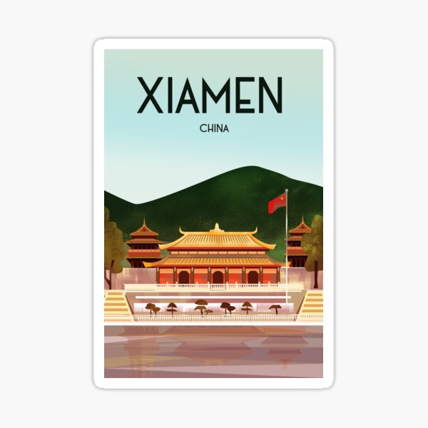 Aperçu de l'œuvre Affiche de voyage du temple de Xiamen en Chine créée et vendue par Arctic frame studio.