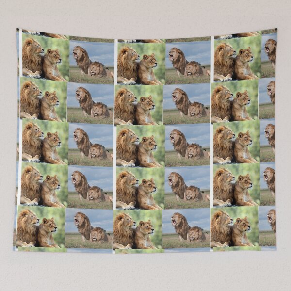 Item preview, Floral Two Lions in grassland. designed and sold by Hinny8.