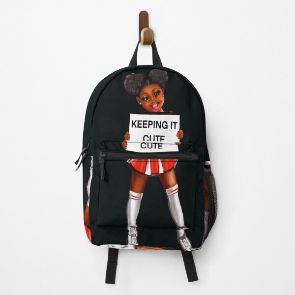 Item preview, black anime girl cheerleader with Afro hair in puffs, dimples, brown eyes and dark brown skin side profile. Hair love ! designed and sold by Artonmytee.