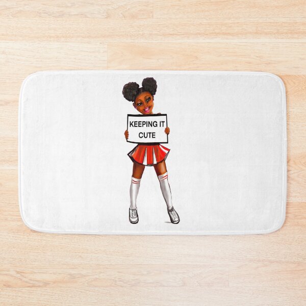Item preview, black anime girl cheerleader with Afro hair in puffs, dimples, brown eyes and dark brown skin side profile. Hair love ! designed and sold by Artonmytee.