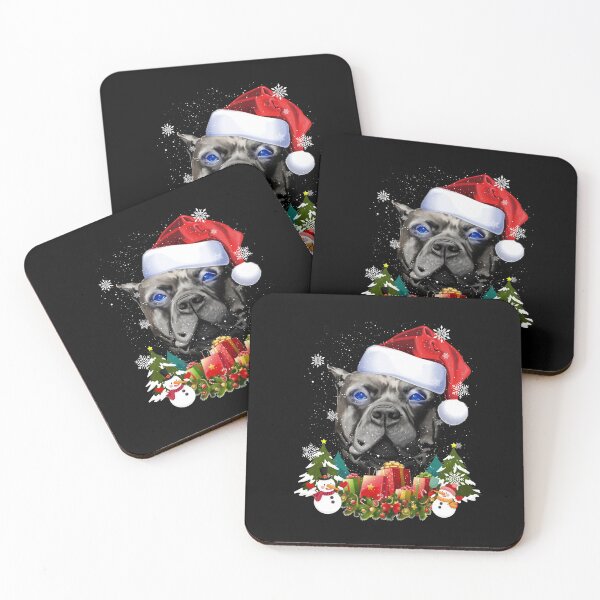 Item preview, Blue-eyed Dog Black Pitbull Christmas Santa Hat designed and sold by Barnissim.