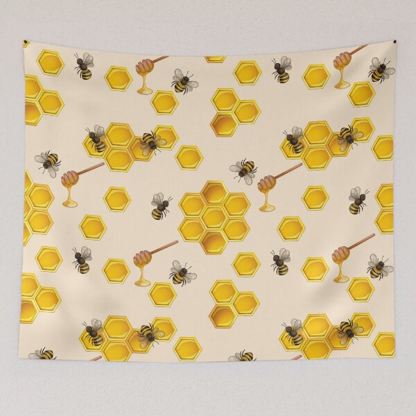 Item preview, Seamless pattern bees and honeycomb designed and sold by CatheriLove.