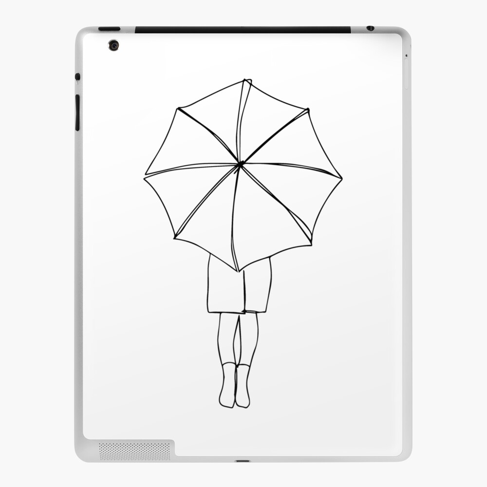 line art rear view of woman holding umbrella jumping illustration vector  hand drawn isolated on white background 8043758 Vector Art at Vecteezy