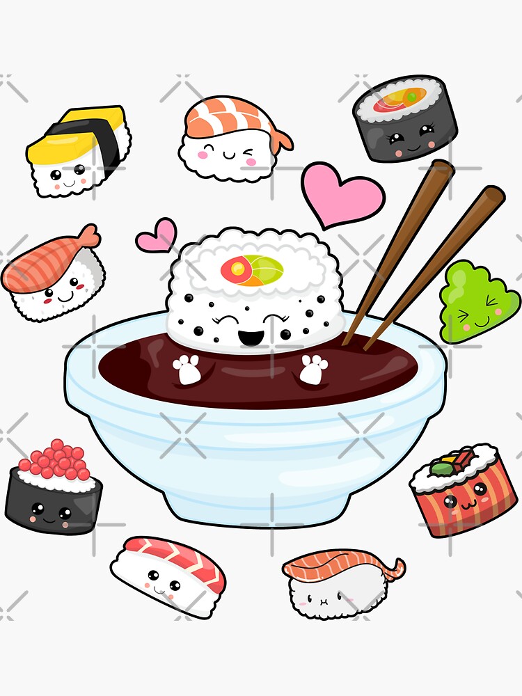 Sushi Japanese Kawaii Anime Drawing Gift' Sticker