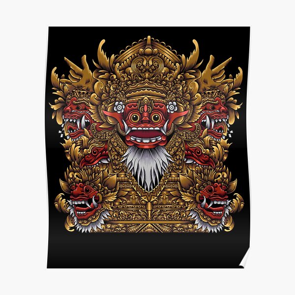 Red Barong Rangda Barong Mask King Of The Spirits Bali Poster By Tees4yall Redbubble