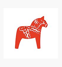 Rotes Dalapferd-schwedisches hölzernes Pferd Fotodruck