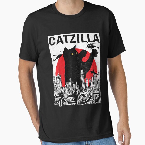 Item preview, Catzilla Japanese Vintage Sunset Style Cat Kitten Lover Essential T-Shirt designed and sold by Marrinaner.
