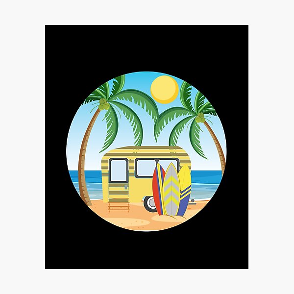 Item preview, yellow van with surfboard designed and sold by KElife.