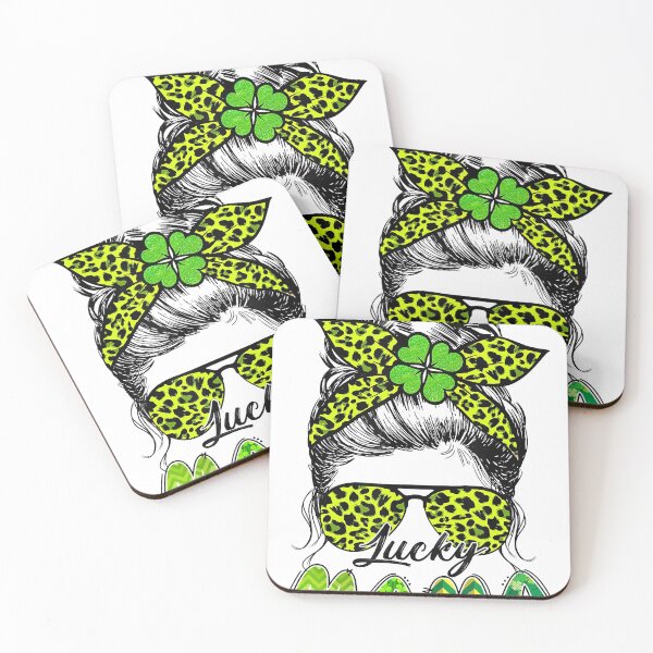 Item preview, Lucky Mama Shamrock Messy Bun Leopard St Patrick Day designed and sold by JodyBoling.