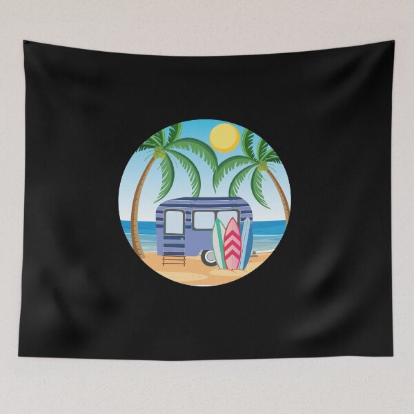 Item preview, blue van with surfboard designed and sold by KElife.