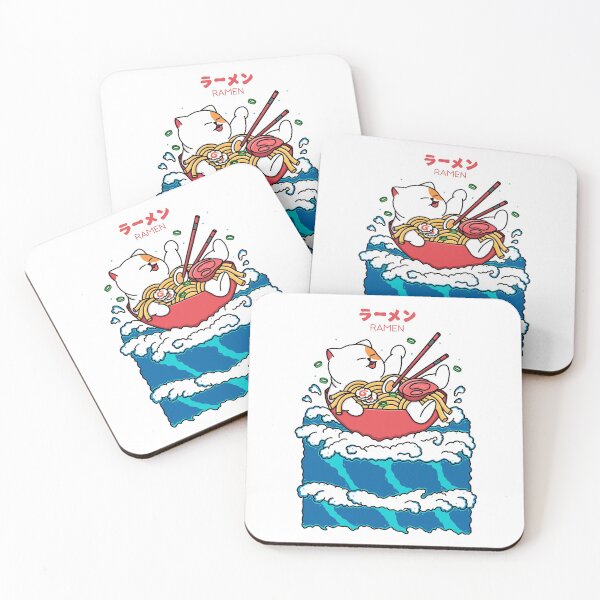 Aperçu de l'œuvre Chat et Ramen dans la vague créée et vendue par Kimprut.