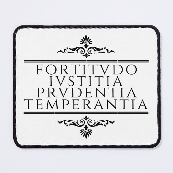 Item preview, Four Cardinal Virtues - Fortitude, Justice, Prudence, Temperance - Stoicism - Stacked Black designed and sold by ElementJourney.
