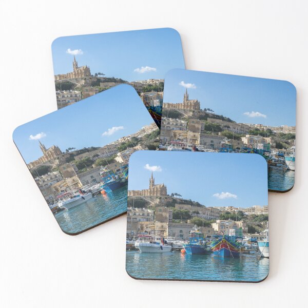 Item preview, Cheerful Maltese - Traditional Fishermen Boats at Gozo Mgarr Harbor designed and sold by Georgia Mizuleva.