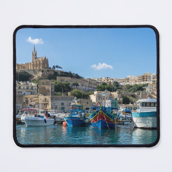 Item preview, Cheerful Maltese - Traditional Fishermen Boats at Gozo Mgarr Harbor designed and sold by Georgia Mizuleva.