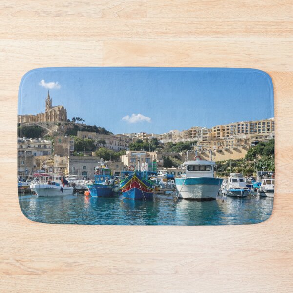 Item preview, Cheerful Maltese - Traditional Fishermen Boats at Gozo Mgarr Harbor designed and sold by Georgia Mizuleva.