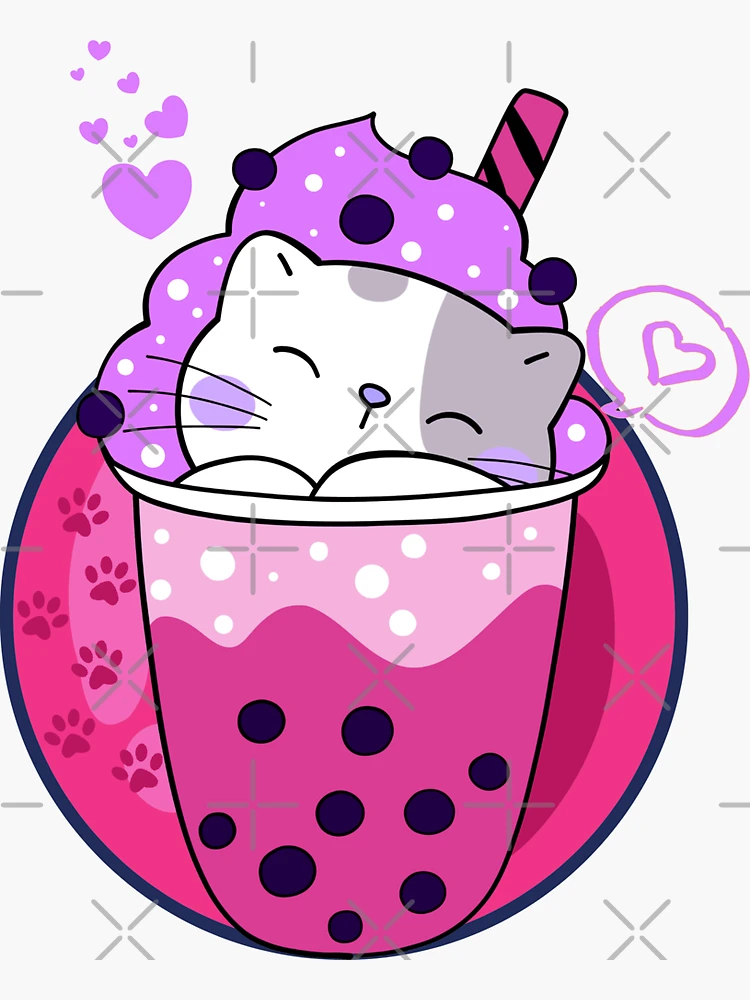 Cat Boba Tea Bubble Tea Kawaii Anime Japanese Neko Girl Teen