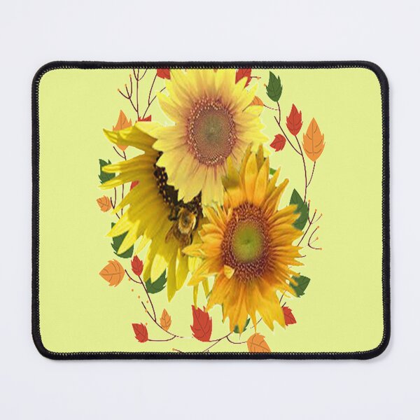 Item preview, Sunflowers and Autumn Leaves, Sunflower bib flower , boho floral cute design inspired by nature designed and sold by Adri Barnard.
