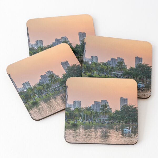 Item preview, Lake view of Chatuchak Park at sunset in Bangkok designed and sold by WorldScenery.