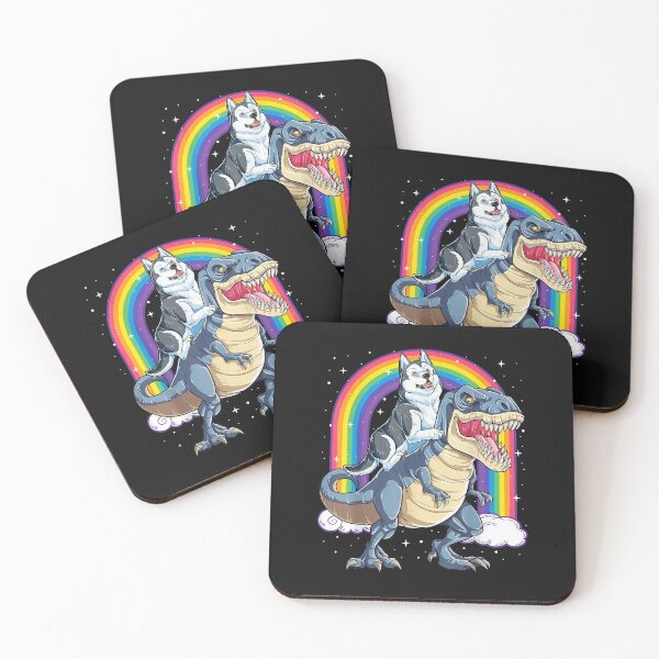 Item preview, Siberian Husky Riding Dinosaur T rex Gifts Boys Kids Rainbow designed and sold by Evrard123123.