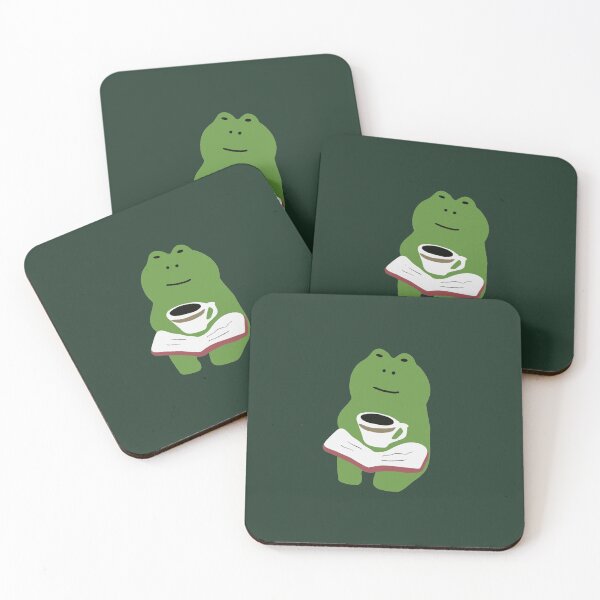 Item preview, Frog is drinking coffee and reading a book designed and sold by Bella510.
