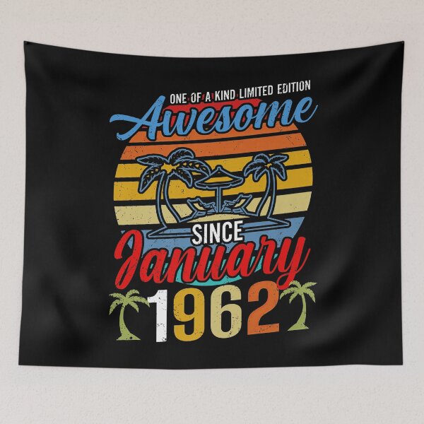 Item preview, Awesome Since January 1962 Vintage 1962,vintage 1962,1962 birthday,60th,january 1962,january 60th,january designed and sold by lukelarkind.