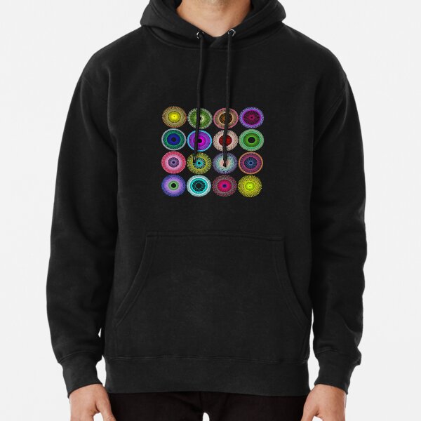 Colorful String Stars on Black Pullover Hoodie