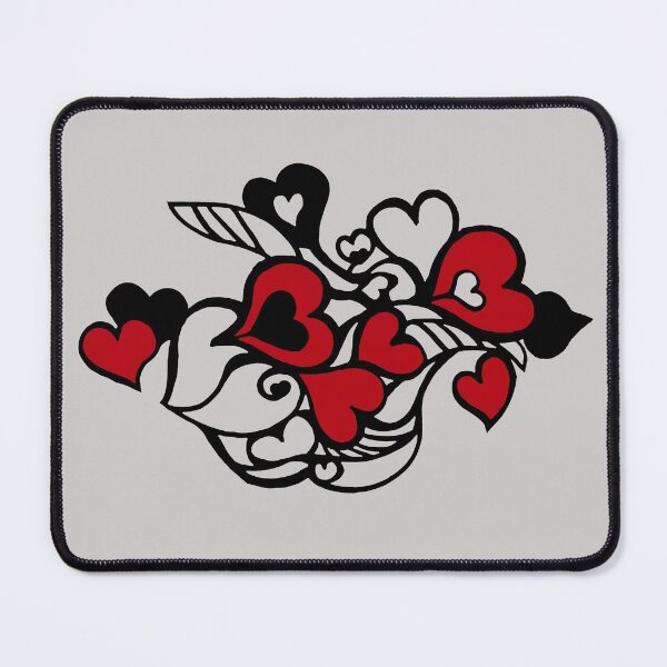Item preview, Lovely Geometric Red Heart Pattern in white background and black outline designed and sold by jeanyun48.