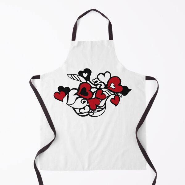 Item preview, Lovely Geometric Red Heart Pattern in white background and black outline designed and sold by jeanyun48.