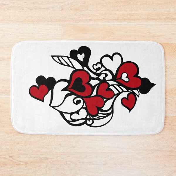 Item preview,  Lovely Geometric Red Heart Pattern in white background and black outline designed and sold by jeanyun48.