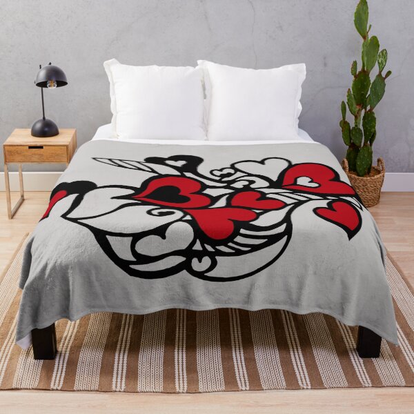 Item preview,  Lovely Geometric Red Heart Pattern in white background and black outline designed and sold by jeanyun48.