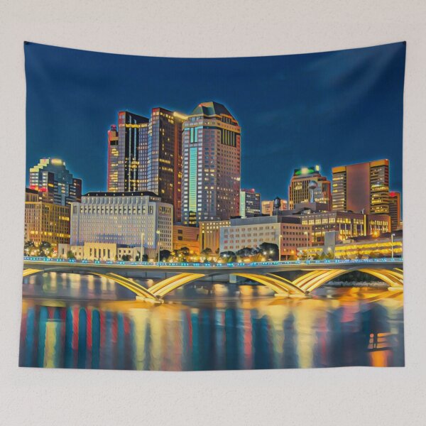 Item preview, Columbus at Night, Ohio designed and sold by Sofia-Draws.