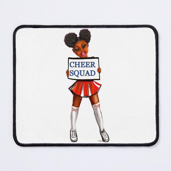 Inspirational motivational affirmation Cheer leader with Pom poms - Cheer  Squad - anime girl cheerleader with Afro hair in puffs, brown eyes and dark  brown skin side profile. Hair love ! Mouse