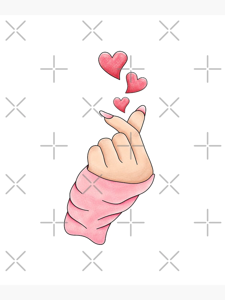 Cute Korean Finger Heart Hand I Love You Sign for Valentines, Birthdays,  Christmas Greeting Card for Sale by InkItStudio