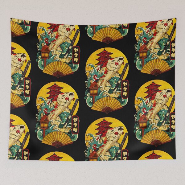 Item preview, Yakuza Japanese Aesthetic Koi Carp with Katana Sword Tattoo designed and sold by Click-Like.
