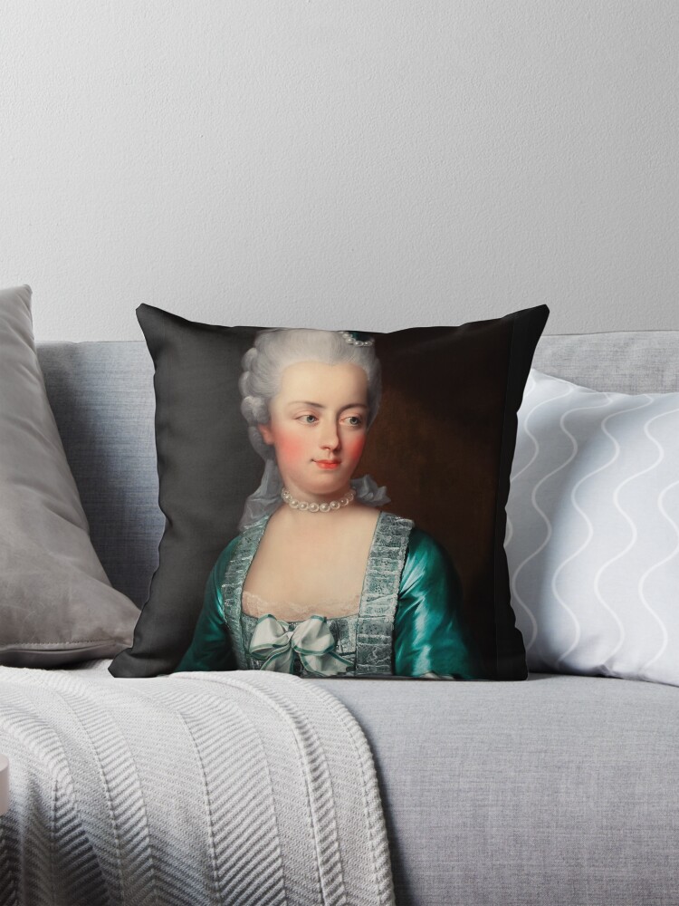 Marie Antoinette by Joseph Hickel Remastered Fine Art Xzendor7 Old Masters Reproductions Throw Pillow