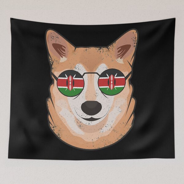 Item preview, Vintage Patriotic Shiba Inu Kenyan Flag designed and sold by feether-store.