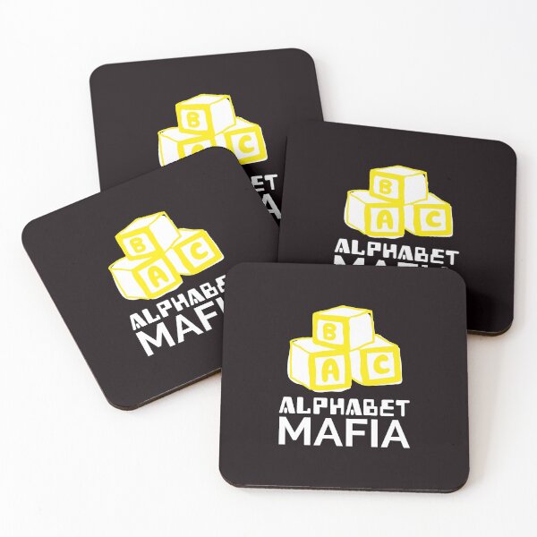 Artikelvorschau, Alphabet Mafia (Gelbes Bild weißer Text) entworfen und verkauft von CoolSquidDesign.