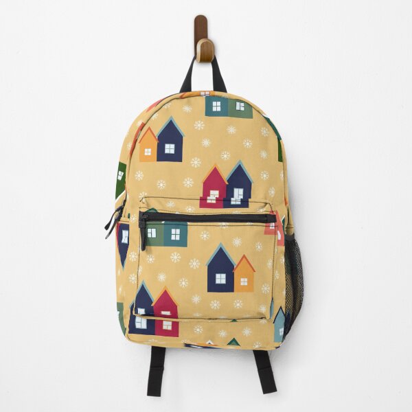 Artikelvorschau, Snowy Christmas Village on Yellow entworfen und verkauft von meggydesigns.