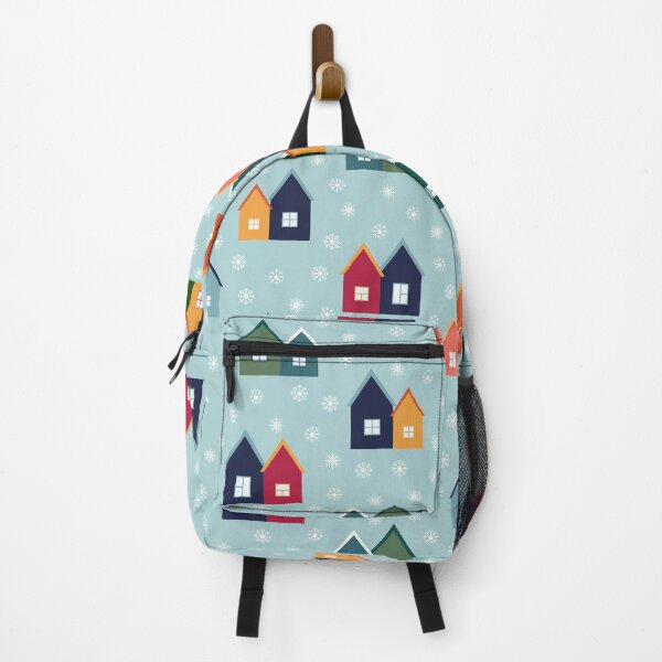 Artikelvorschau, Snowy Christmas Village on Teal entworfen und verkauft von meggydesigns.