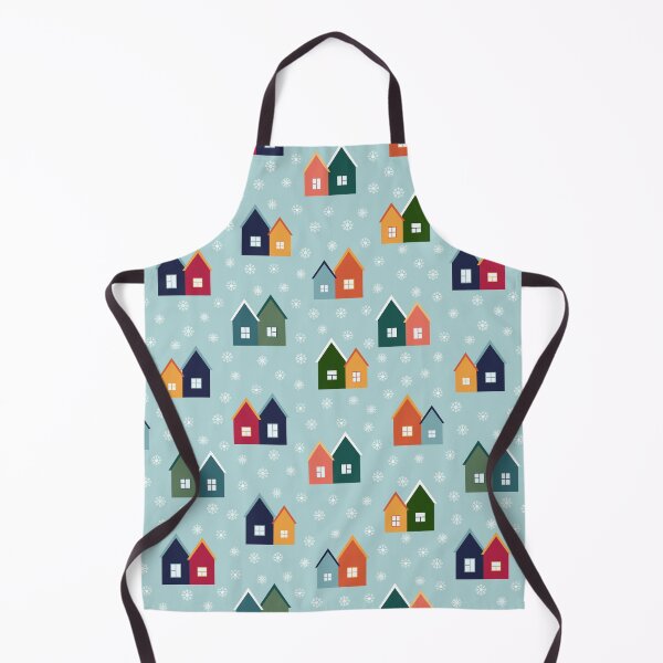 Artikelvorschau, Snowy Christmas Village on Teal entworfen und verkauft von meggydesigns.