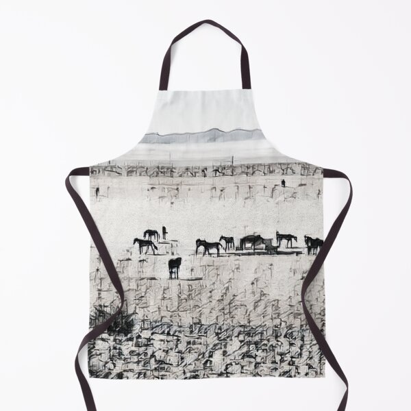 Item preview, Wild horses near Luderitz in Namibia monochrome designed and sold by ReachForArt.