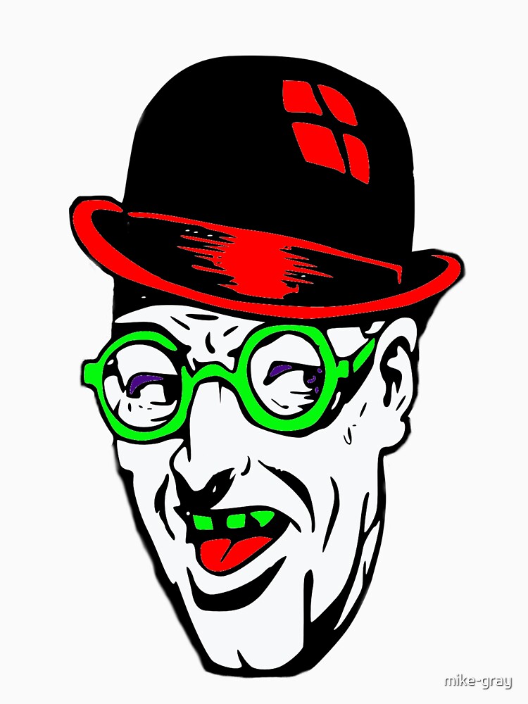 Bad Guy Face with Neon Green Glasses and Red Brim Hat by mike-gray