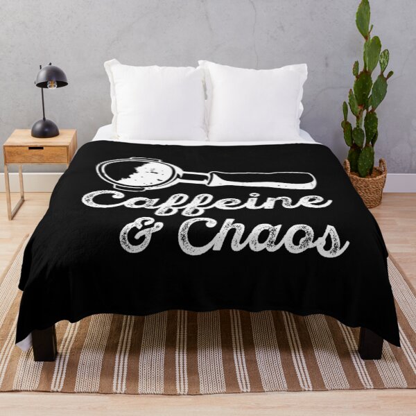 Item preview, Caffeine And Chaos Funny Coffee Lover Sayings designed and sold by Pun&Done.