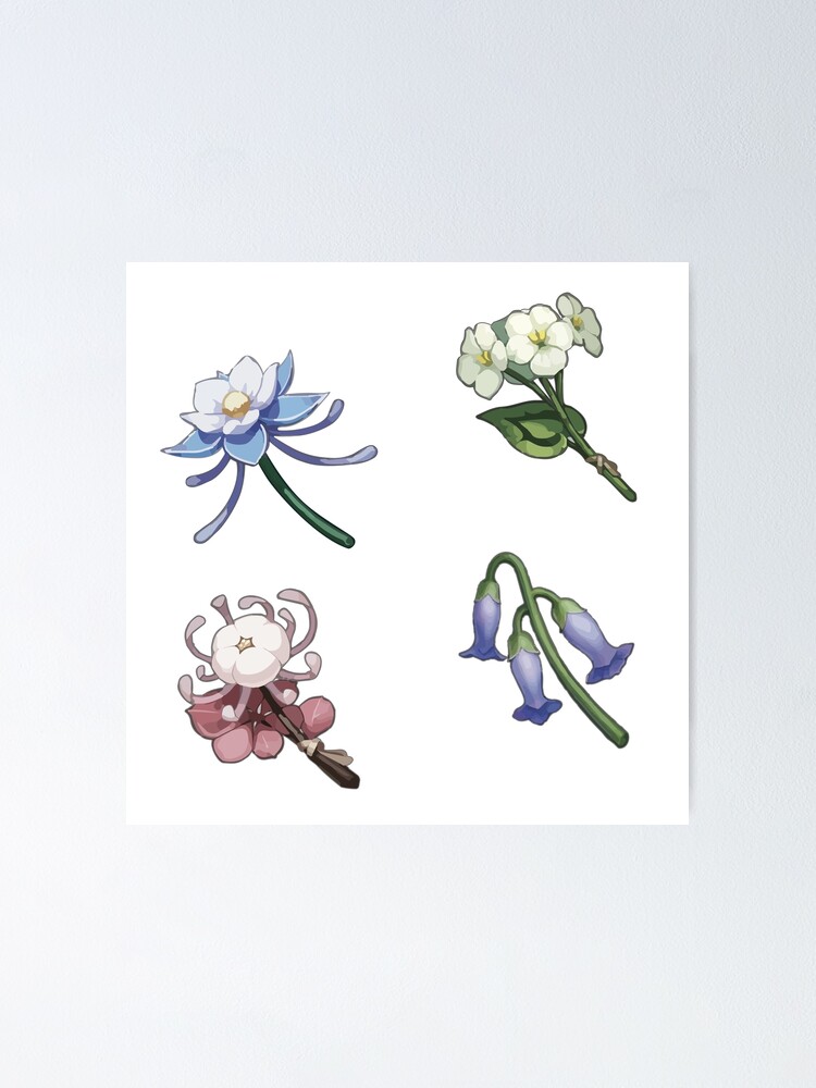 "Liyue flowers pattern Genshin impact fanart " Poster for Sale by