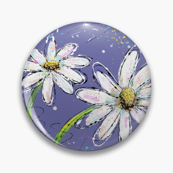 Item preview, Happy Daisies with Messy Splashes on Very Peri Purple  designed and sold by wild.geranium.design.