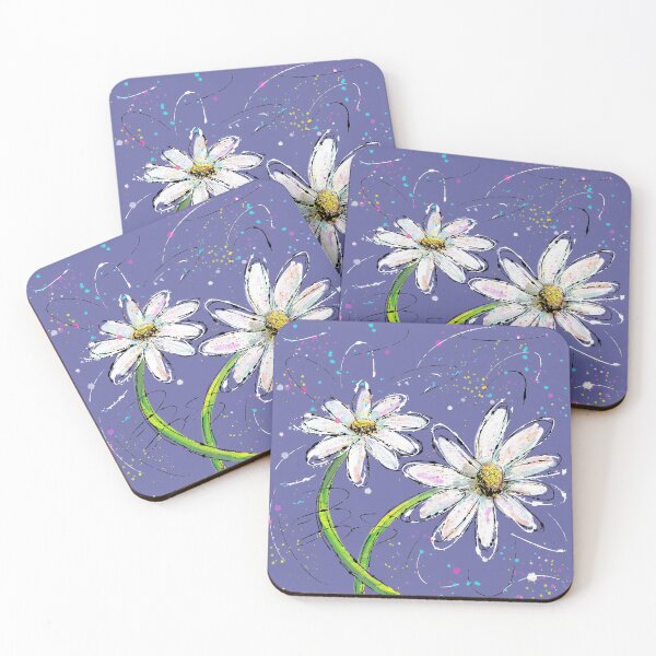 Item preview, Happy Daisies with Messy Splashes on Very Peri Purple  designed and sold by wild.geranium.design.